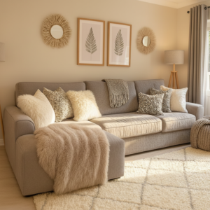 كنبة حرف L 250×80×90 سم رمادية