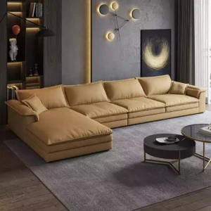 كنبة زاوية بتنجيد جلد بتصميم إيطالي